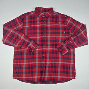 EDDIE BAUER Long Sleeve Button Up Flannel Shirt Plaid Men's Size Large Red